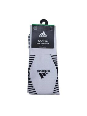 Adidas Team Speed Soccer Socks Large White & Black Aeroready Recycled Content